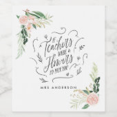 赤面ピンクフローラ感謝していユー先生ギフト ワインラベル (シングルラベル)