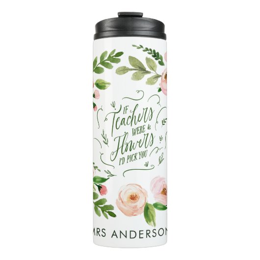 赤面ピンクフローラ感謝していリースユー先生ギフト  タンブラー (正面)
