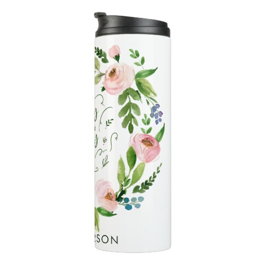 赤面ピンクフローラ感謝していリースユー先生ギフト  タンブラー (回転右)