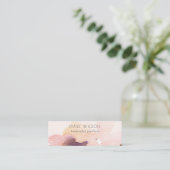 赤面ピンクフローラ抽象芸術スタッドイヤリングディスプレイ スキニー名刺 (スタンド正面)