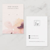 赤面ピンクフローラ抽象芸術2スタッドイヤリングディスプレイ 名刺 (正面/裏面)