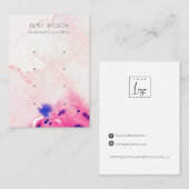赤面ピンクフローラ抽象芸術4スタッドイヤリングディスプレイ 名刺 (正面/裏面)