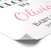 赤面ピンクフローラ春ベビーシャワーウェルカム ポスター (角)