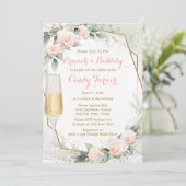 赤面ピンクフローラ植物学ブライダルシャワー 招待状 (スタンド正面)