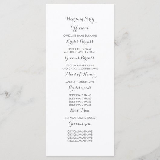 赤面ピンクフローラ水カラー結婚式 プログラム (裏面)