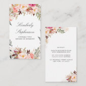 赤面ピンクフローラ水彩エレガント 名刺 (正面/裏面)