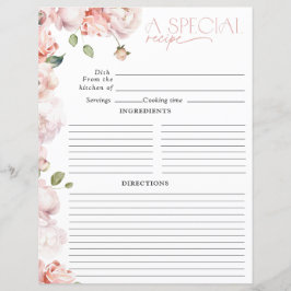 赤面ピンクフローラ水彩ブライダルシャワーレシピ