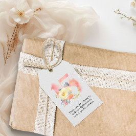 赤面ピンクフローラ水彩番号15ありがとう ギフトタグ