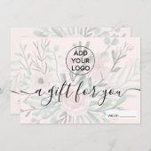 赤面ピンクフローラ水彩色ロゴギフト券 (正面/裏面)