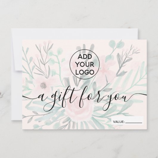 赤面ピンクフローラ水彩色ロゴギフト券 (正面)