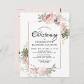 赤面ピンクフローラ水彩《キリスト教》洗礼式や命名式 ポストカード (正面/裏面)