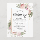 赤面ピンクフローラ水彩《キリスト教》洗礼式や命名式 ポストカード (正面)