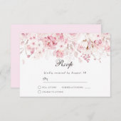 赤面ピンクフローラ水結婚色のイベント 出欠カード (正面/裏面)