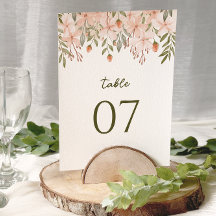 赤面ピンクフローラ水結婚色のテーブル番号