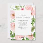 赤面ピンクフローラ水色ベビーシャワー招待状 シーズンカード (裏面)