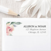 赤面ピンクフローラ水色牡丹バラ ラベル (インサイチュ)