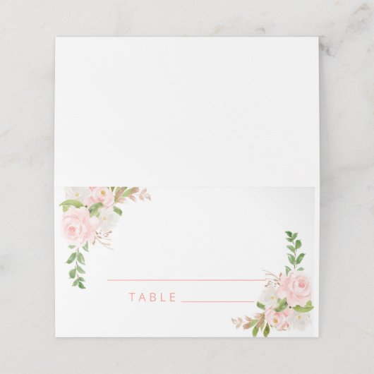 赤面ピンクフローラ水色結婚の座席表 プレイスカード (外部開封)