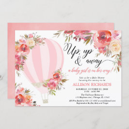 赤面ピンクフローラ熱気球ガールシャワー 招待状