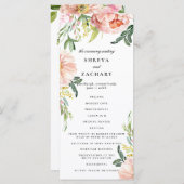 赤面ピンクフローラ牡丹結婚の式プログラム プログラム (正面/裏面)