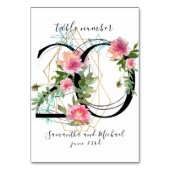 赤面ピンクフローラ牡丹金ゴールドテーブル番号20記号 テーブルナンバー (正面)