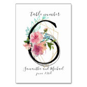 赤面ピンクフローラ牡丹金ゴールドテーブル番号6記号 テーブルナンバー (裏面)