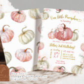 赤面ピンクフローラ私たちのリトルカボチャ誕生日 招待状