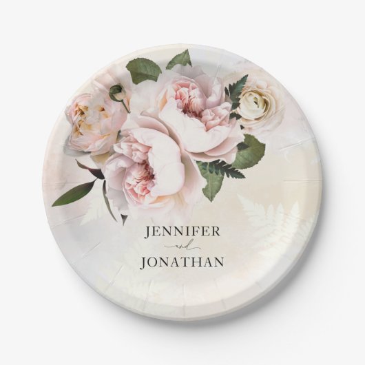 赤面ピンクフローラ紙プレート ペーパープレート (正面)