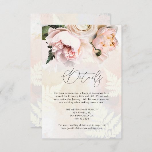 赤面ピンクフローラ結婚の詳細エンクロージャカード エンクロージャーカード (正面/裏面)