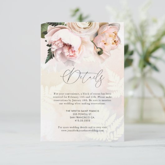 赤面ピンクフローラ結婚の詳細エンクロージャカード エンクロージャーカード (スタンド正面)