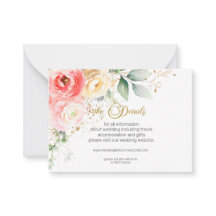 赤面ピンクフローラ結婚の詳細エンクロージャカード