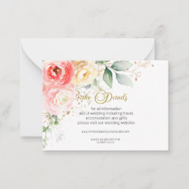 赤面ピンクフローラ結婚の詳細エンクロージャカード ノートカード
