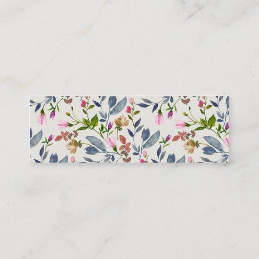 赤面ピンクフローラ結婚のWebサイトRSVPカード スキニー名刺 (裏面)