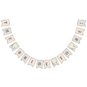 赤面ピンクフローラ結婚グリーンの花嫁へ バンティングフラッグ (全)