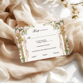 赤面ピンクフローラ結婚グリーンリーの応答カード 出欠カード