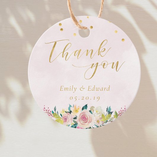 赤面ピンクフローラ結婚ズサンキューラウンド フェイバータグ