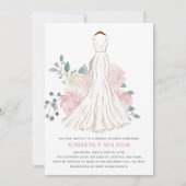 赤面ピンクフローラ結婚ズドレスブライダルシャワー 招待状 (正面)