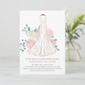 赤面ピンクフローラ結婚ズドレスブライダルシャワー 招待状 (スタンド正面)