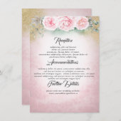 赤面ピンクフローラ結婚ズ情報ゲスト エンクロージャーカード (正面/裏面)