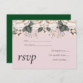 赤面ピンクフローラ結婚セージ予算 インビテーションポストカード (正面/裏面)