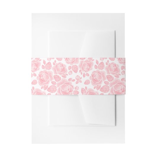 赤面ピンクフローラ結婚バラ 招待状ベリーバンド (正面例)