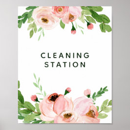 赤面ピンクフローラ結婚リースマスク ポスター