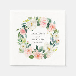 赤面ピンクフローラ結婚リース スタンダードカクテルナプキン