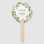 赤面ピンクフローラ結婚リース ハンドファン (正面)