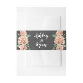 赤面ピンクフローラ結婚式招待状ベリーバンド 招待状ベリーバンド