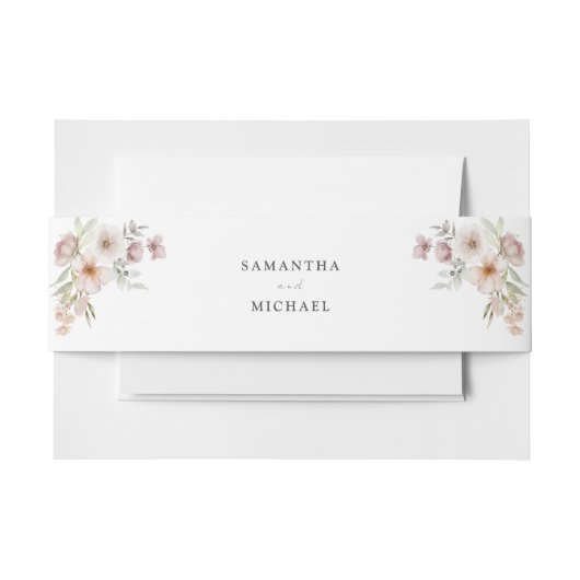 赤面ピンクフローラ結婚式招待状ベリーバンド 招待状ベリーバンド (正面例)