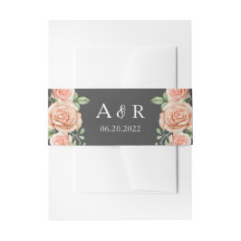 赤面ピンクフローラ結婚式招待状ベリーバンド 招待状ベリーバンド