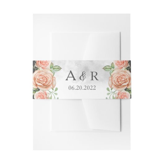 赤面ピンクフローラ結婚式招待状ベリーバンド 招待状ベリーバンド (正面例)