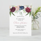 赤面ピンクフローラ緑ブライダルシャワー 招待状 (スタンド正面)