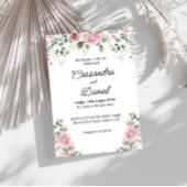 赤面ピンクフローラ緑結婚式招待状 招待状