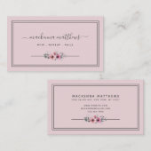  赤面ピンクフローラ署名スクリプト美容師 名刺 (正面/裏面)